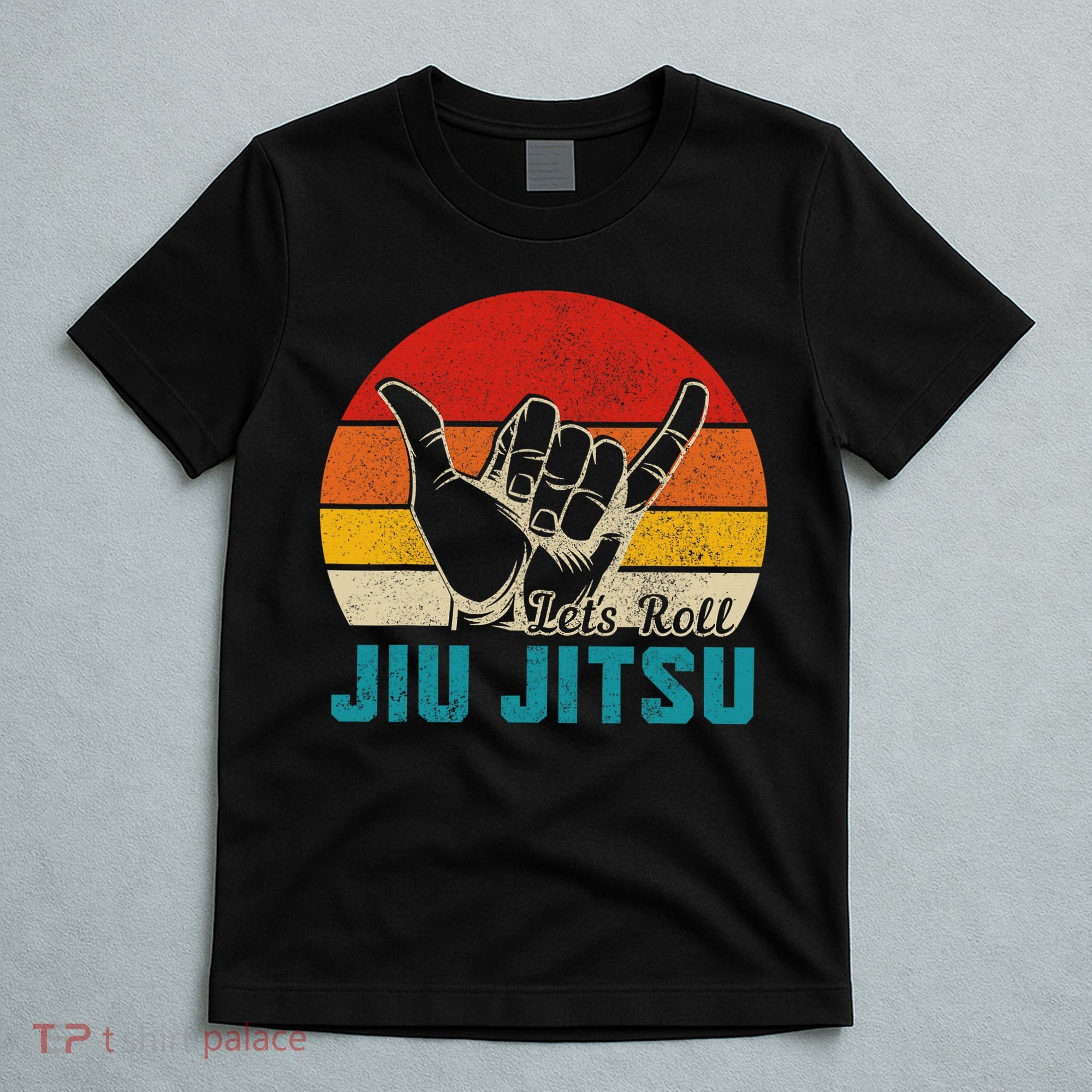 Let's Roll Jiu Jitsu MMA Retro Sunset Funny BJJ Fighter T-Shirt