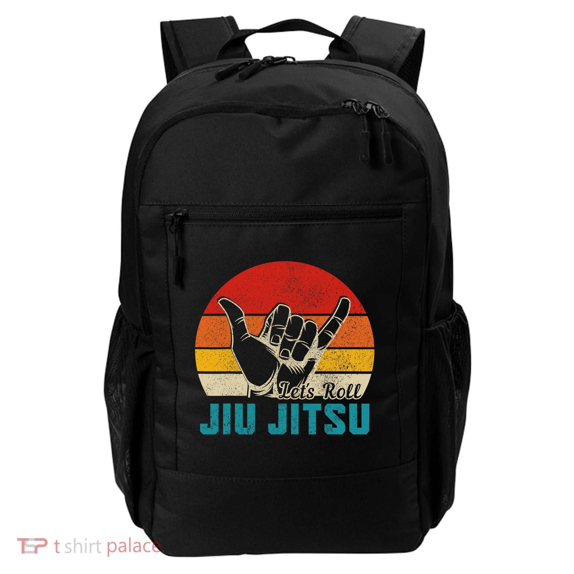 Let's Roll Jiu Jitsu MMA Retro Sunset Funny BJJ Fighter Backpack