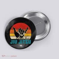 Let's Roll Jiu Jitsu MMA Retro Sunset Funny BJJ Fighter Button thumb 0