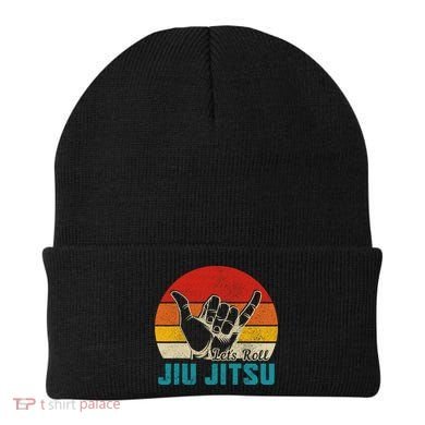 Let's Roll Jiu Jitsu MMA Retro Sunset Funny BJJ Fighter Beanie