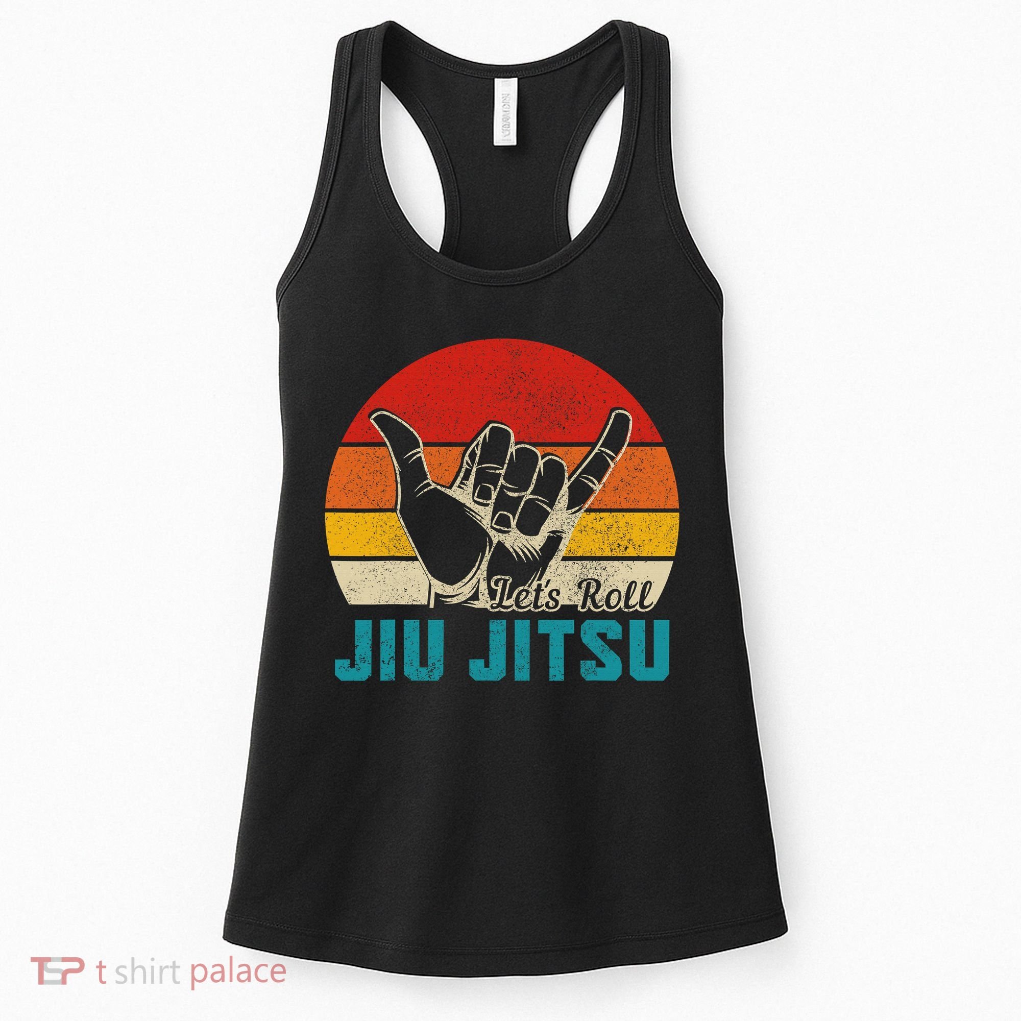 Let's Roll Jiu Jitsu MMA Retro Sunset Funny BJJ Fighter Women's Tank Top