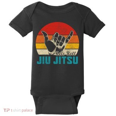 Let's Roll Jiu Jitsu MMA Retro Sunset Funny BJJ Fighter Baby Bodysuit