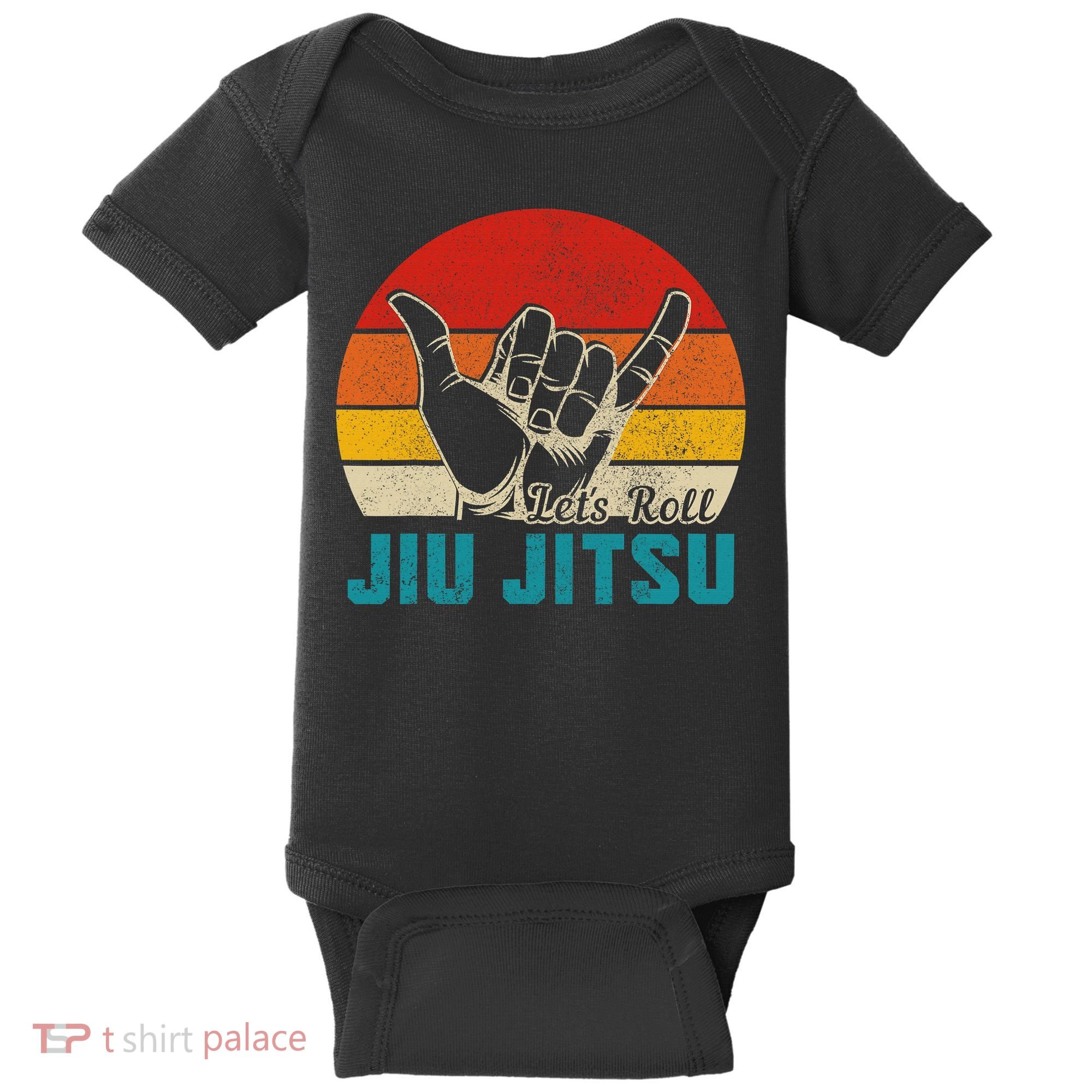 Let's Roll Jiu Jitsu MMA Retro Sunset Funny BJJ Fighter Baby Bodysuit