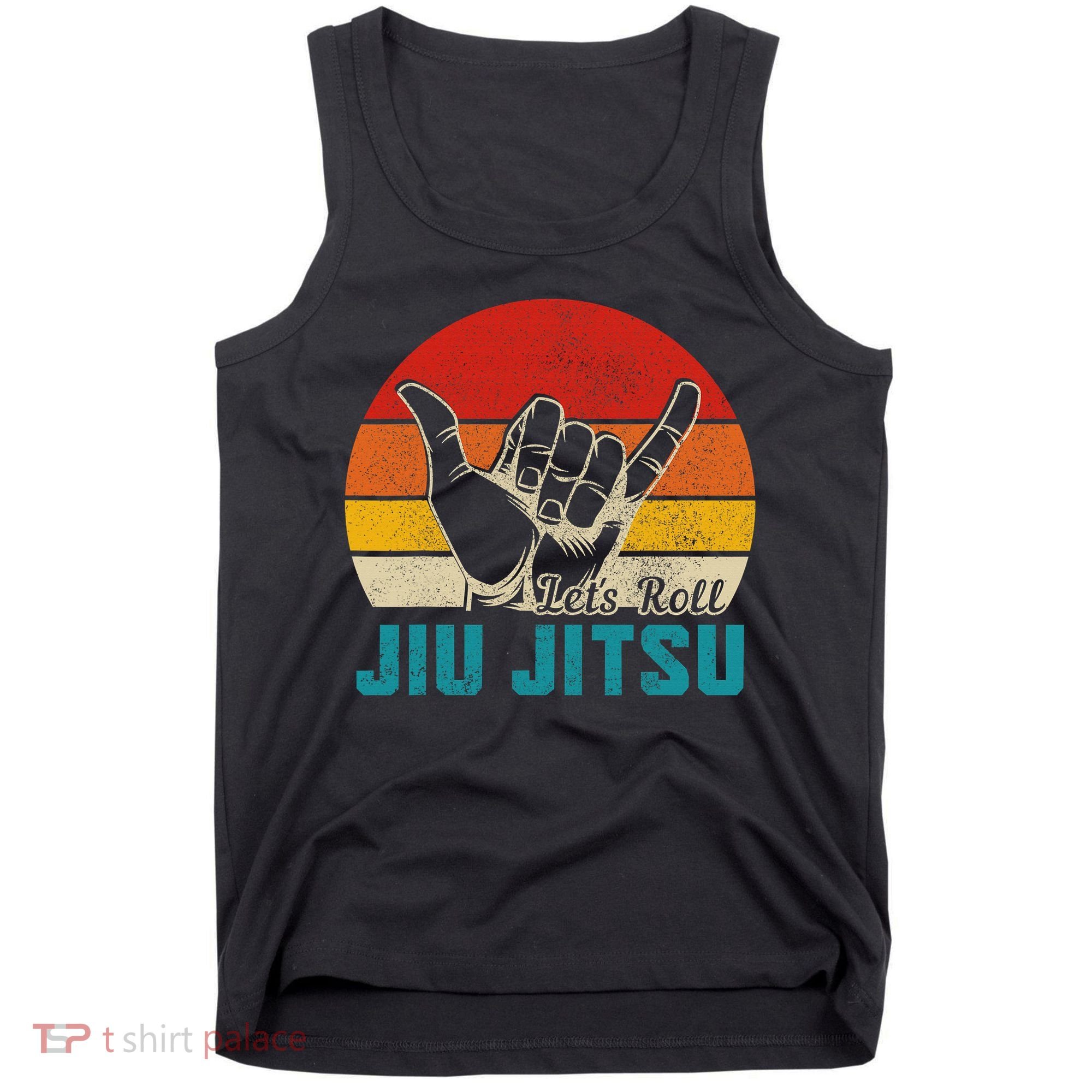 Let's Roll Jiu Jitsu MMA Retro Sunset Funny BJJ Fighter Tank Top