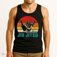 Let's Roll Jiu Jitsu MMA Retro Sunset Funny BJJ Fighter Tank Top thumb 3