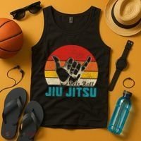 Let's Roll Jiu Jitsu MMA Retro Sunset Funny BJJ Fighter Tank Top thumb 4