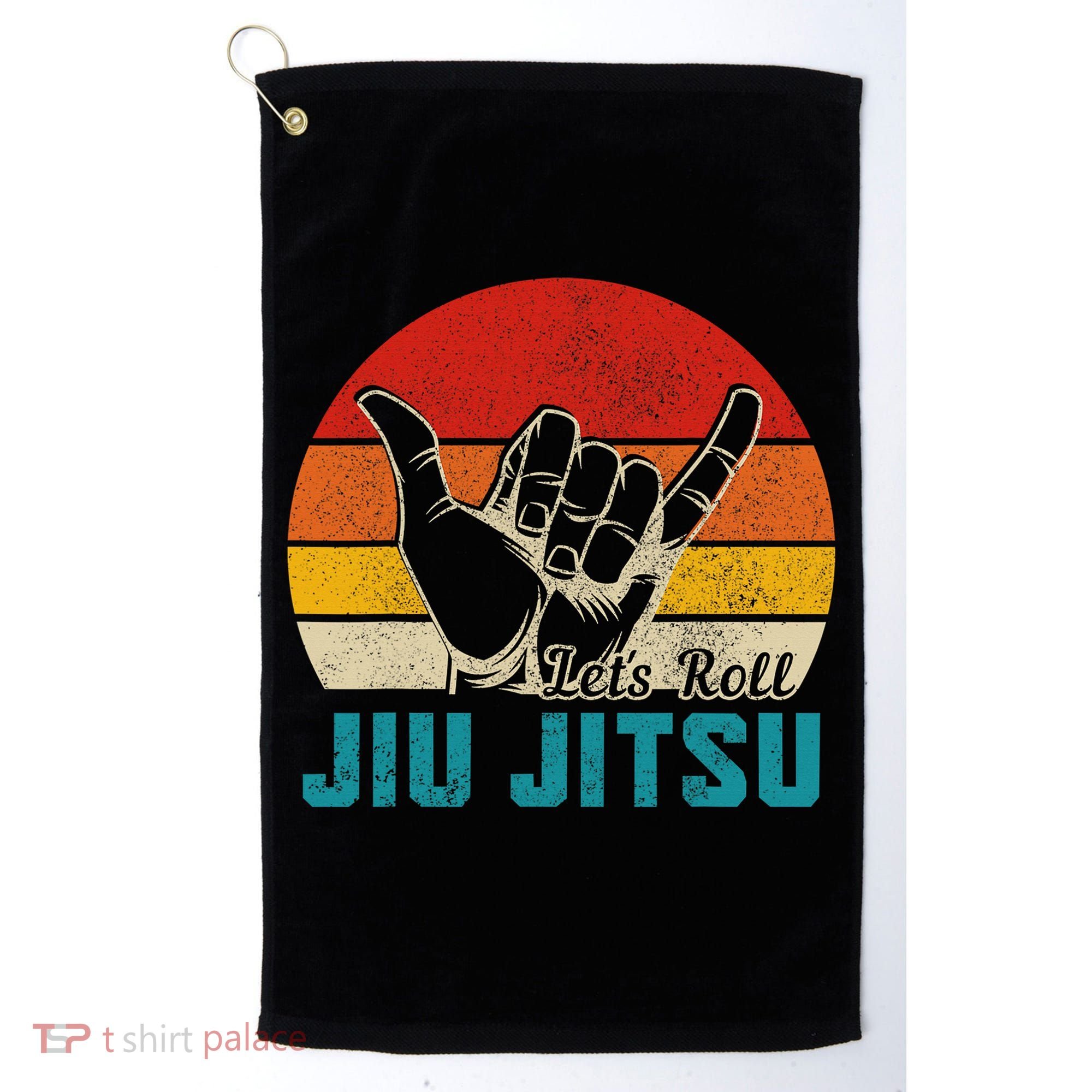 Let's Roll Jiu Jitsu MMA Retro Sunset Funny BJJ Fighter Golf Towel