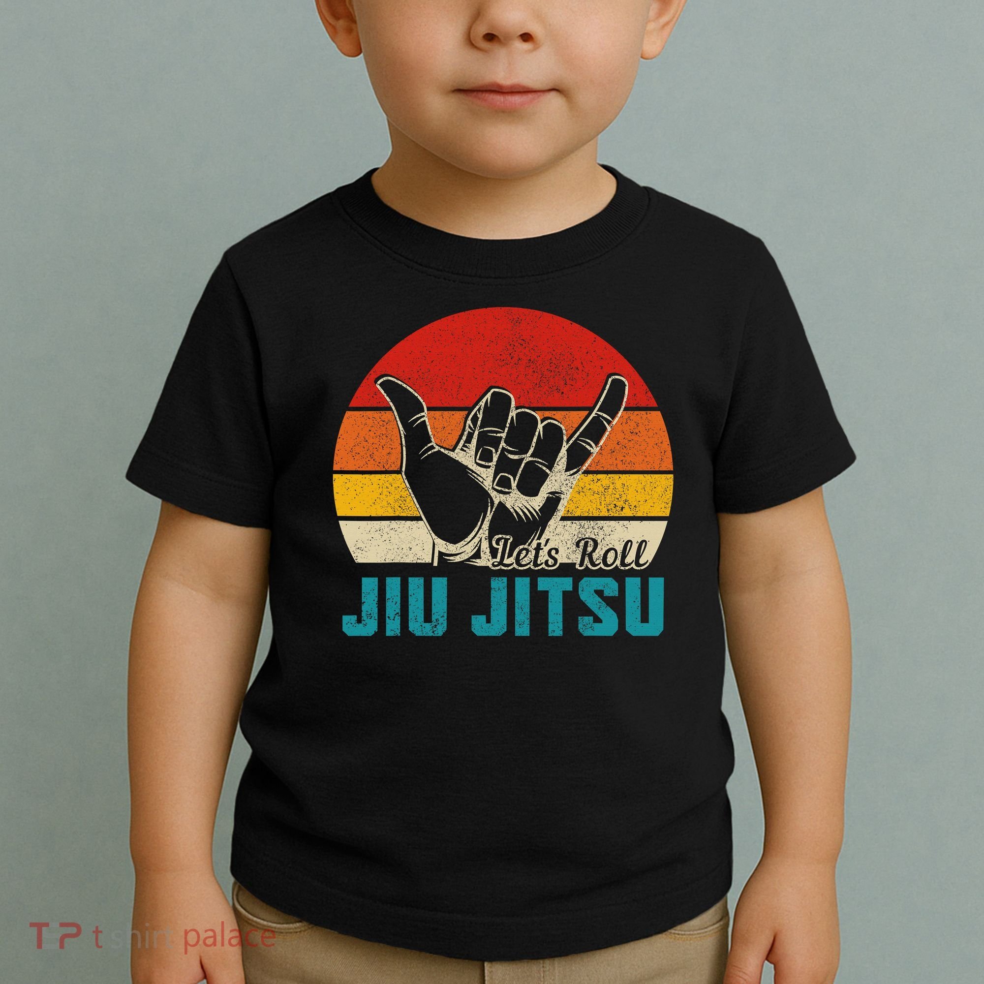 Let's Roll Jiu Jitsu MMA Retro Sunset Funny BJJ Fighter Toddler T-Shirt