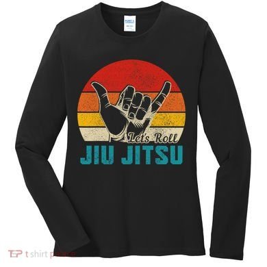 Let's Roll Jiu Jitsu MMA Retro Sunset Funny BJJ Fighter Women's Long Sleeve Shirt