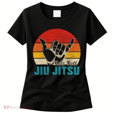 Let's Roll Jiu Jitsu MMA Retro Sunset Funny BJJ Fighter Women's T-Shirt
