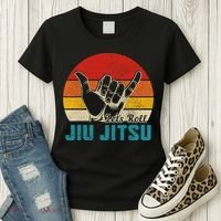 Let's Roll Jiu Jitsu MMA Retro Sunset Funny BJJ Fighter Women's T-Shirt thumb 3