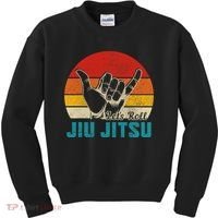 Let's Roll Jiu Jitsu MMA Retro Sunset Funny BJJ Fighter Kids Sweatshirt thumb 0