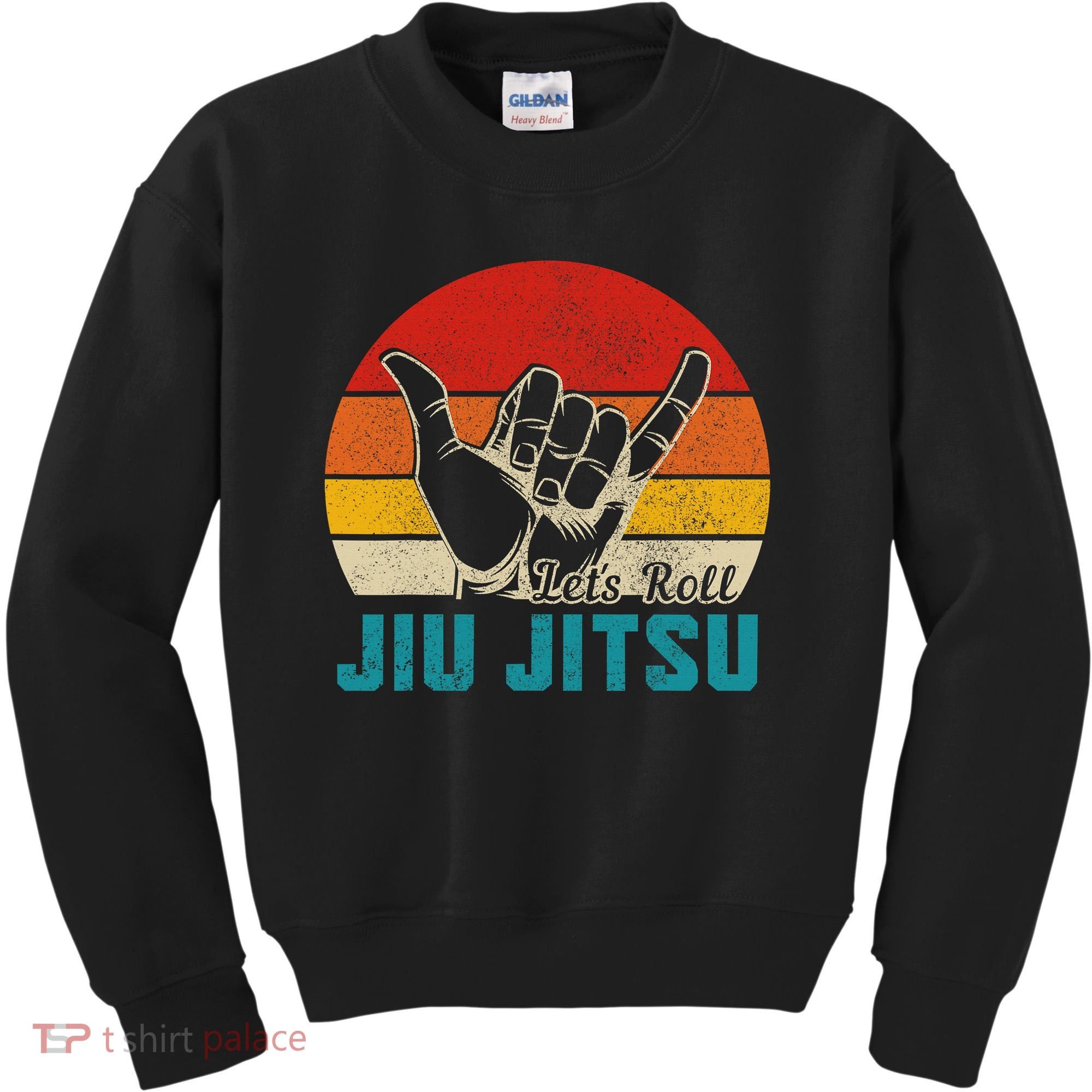 Let's Roll Jiu Jitsu MMA Retro Sunset Funny BJJ Fighter Kids Sweatshirt