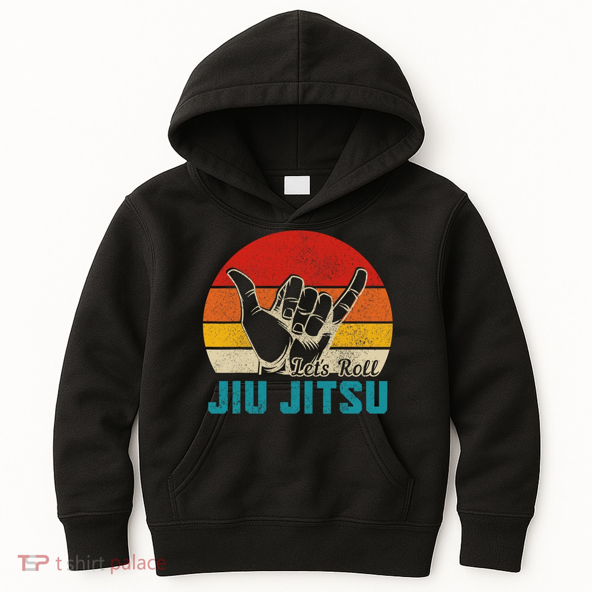 Let's Roll Jiu Jitsu MMA Retro Sunset Funny BJJ Fighter Kids Hoodie
