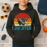 Let's Roll Jiu Jitsu MMA Retro Sunset Funny BJJ Fighter Kids Hoodie thumb 2