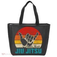 Let's Roll Jiu Jitsu MMA Retro Sunset Funny BJJ Fighter Tote Bag thumb 0