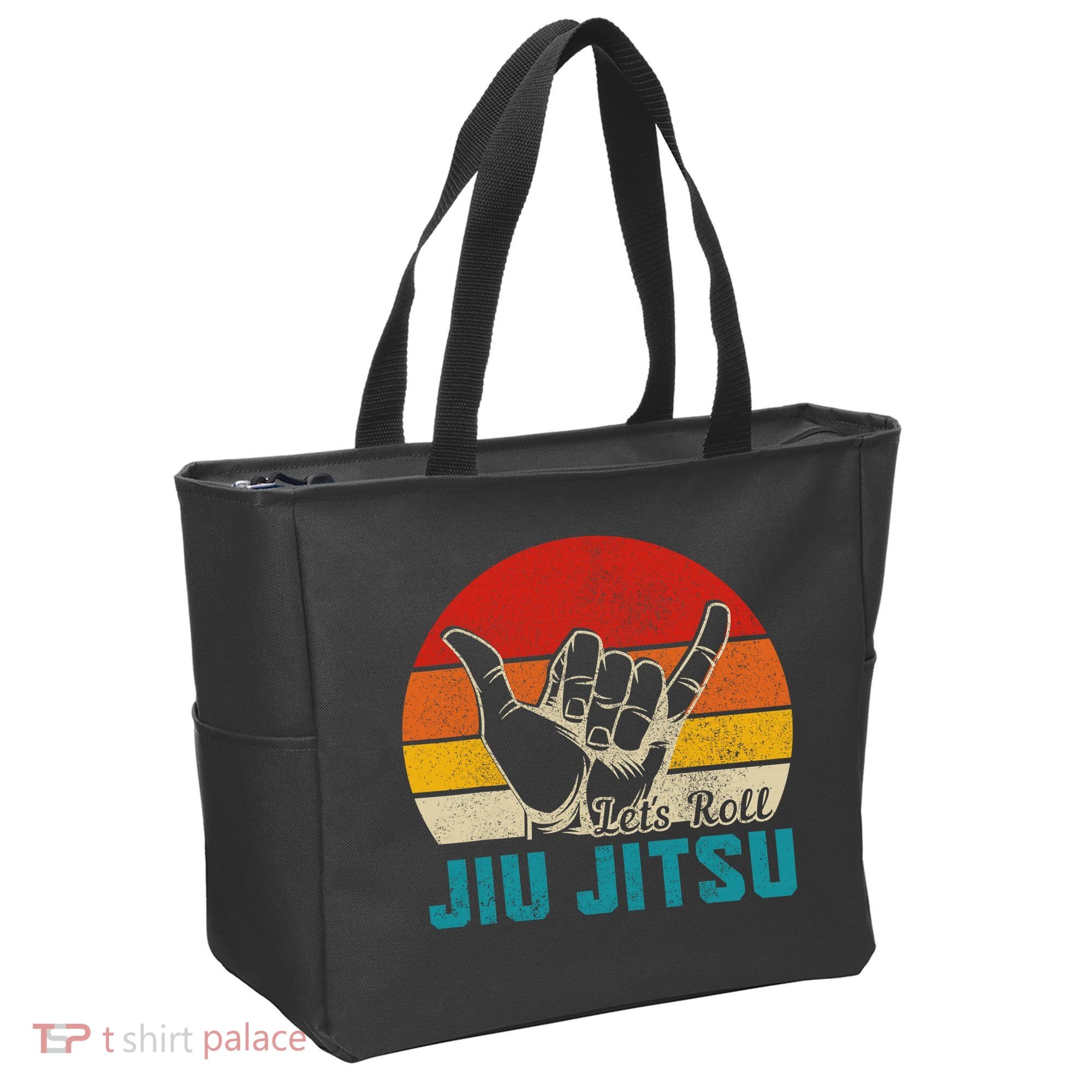 Let's Roll Jiu Jitsu MMA Retro Sunset Funny BJJ Fighter Tote Bag