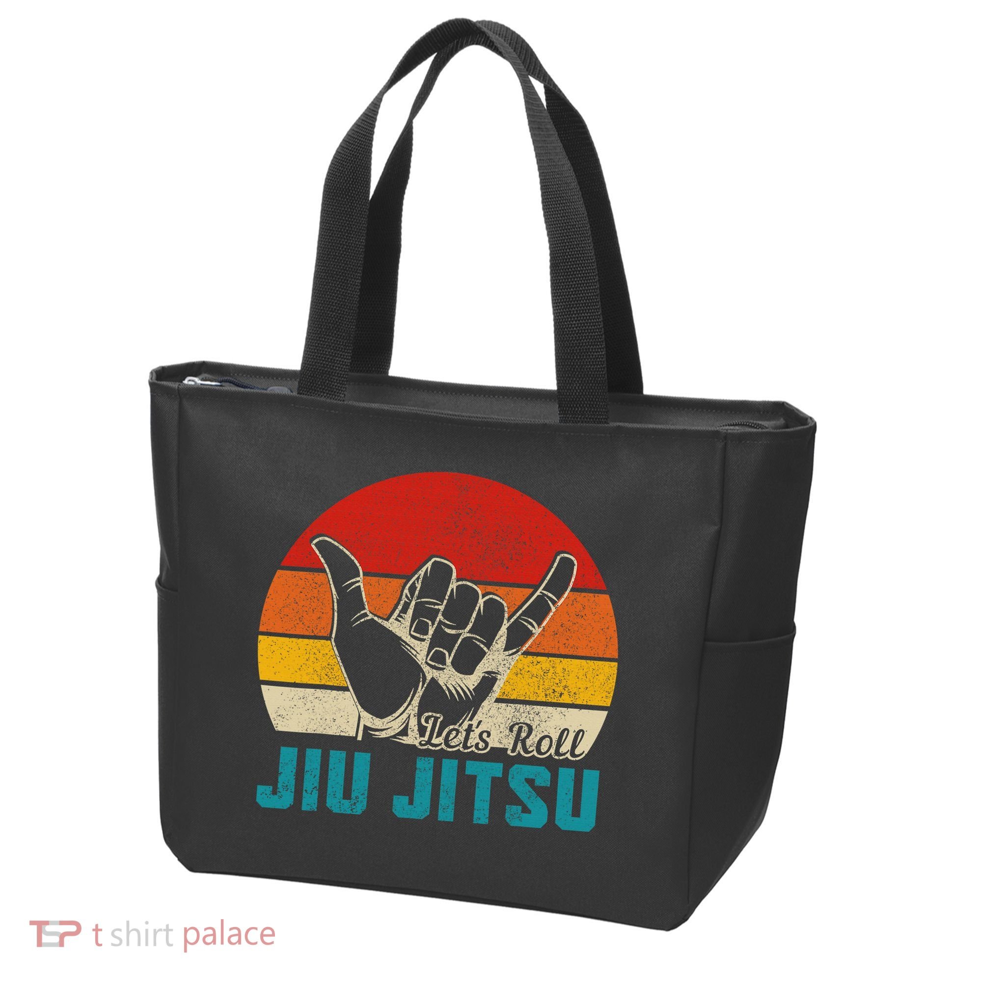 Let's Roll Jiu Jitsu MMA Retro Sunset Funny BJJ Fighter Tote Bag