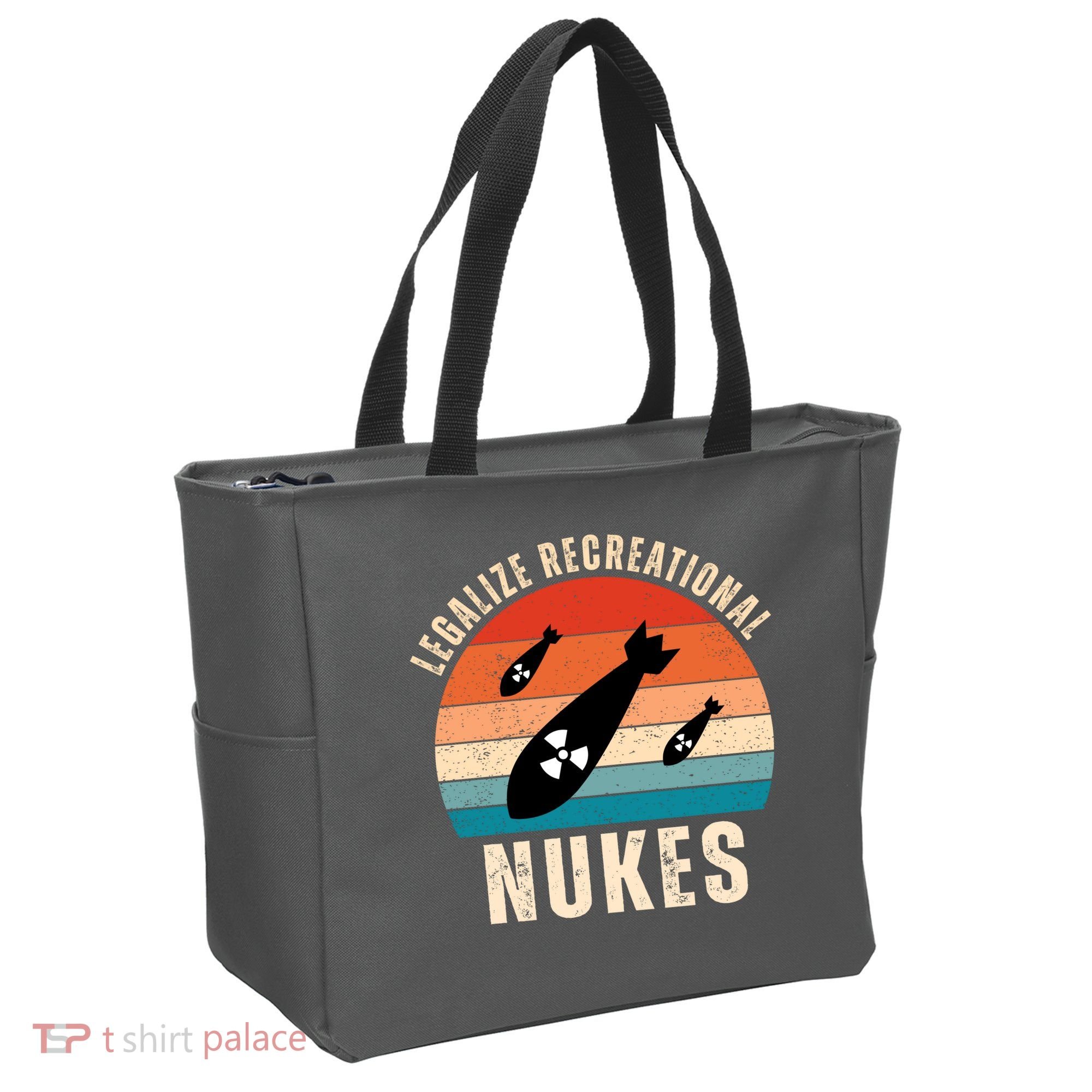 Legalize Recreational Nukes Funny Retro Tote Bag