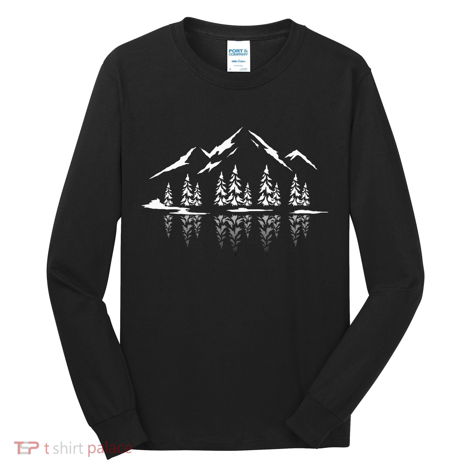 Landscape Reflection Nature Trees Forest Outdoor Mountain Tall Long Sleeve Shirt