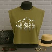 Landscape Reflection Nature Trees Forest Outdoor Mountain Garment-Dyed Women's Muscle Tee thumb 3