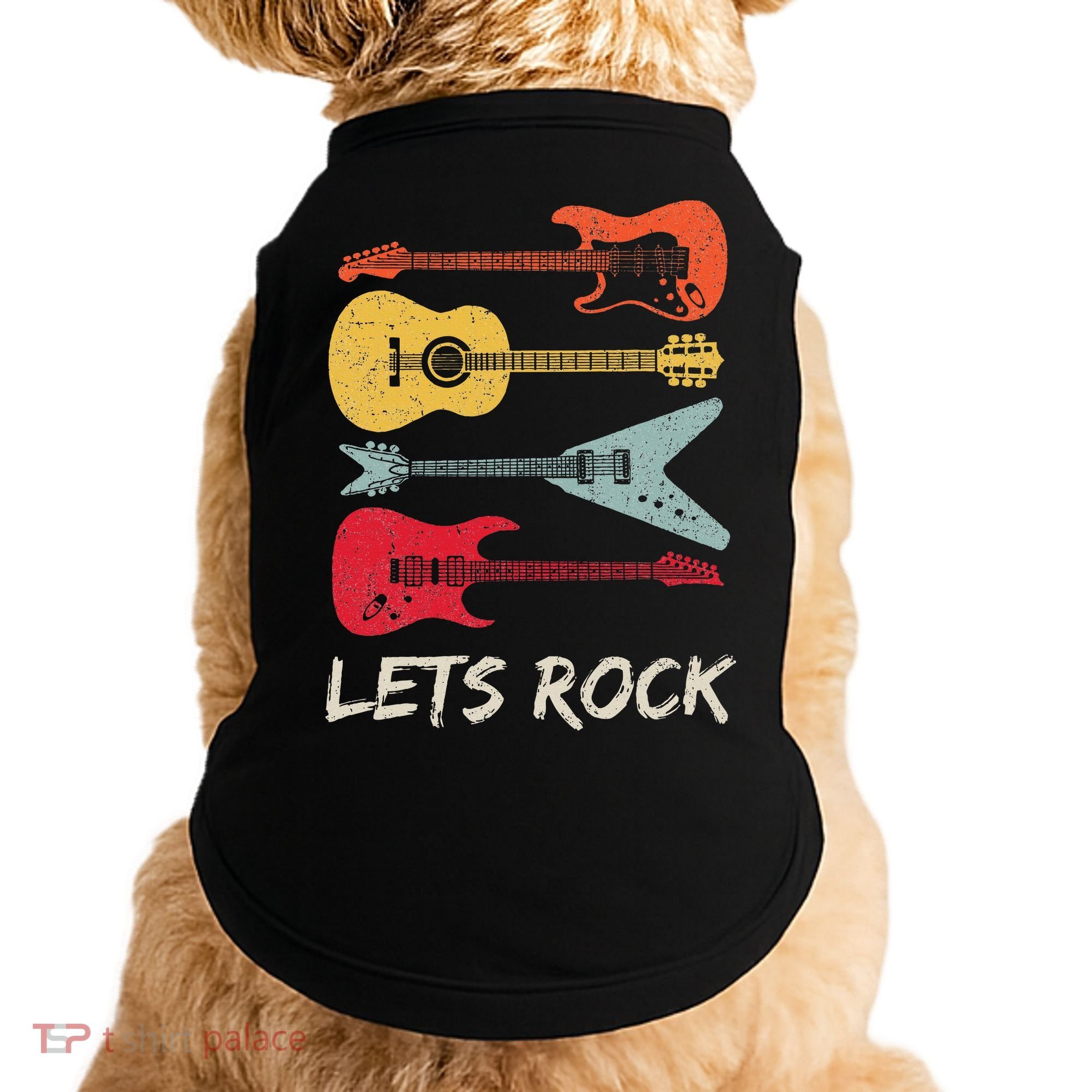 Lets Rock N Roll Guitar Retro Doggie Tank