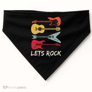Lets Rock N Roll Guitar Retro USA-Made Doggie Bandana