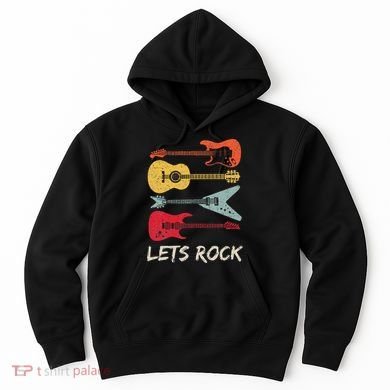 Lets Rock N Roll Guitar Retro Hoodie