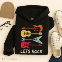 Lets Rock N Roll Guitar Retro Hoodie thumb 4