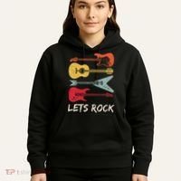 Lets Rock N Roll Guitar Retro Hoodie thumb 5