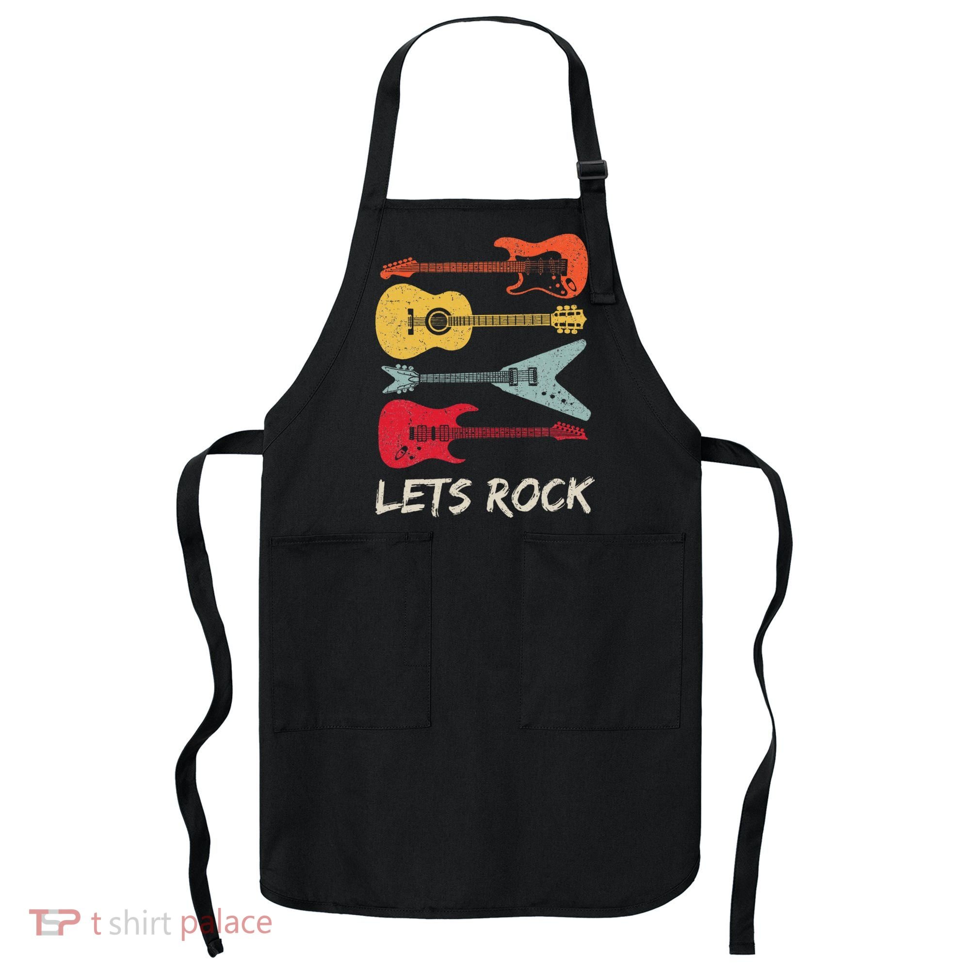 Lets Rock N Roll Guitar Retro Apron