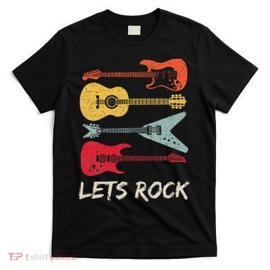 Lets Rock N Roll Guitar Retro T-Shirt