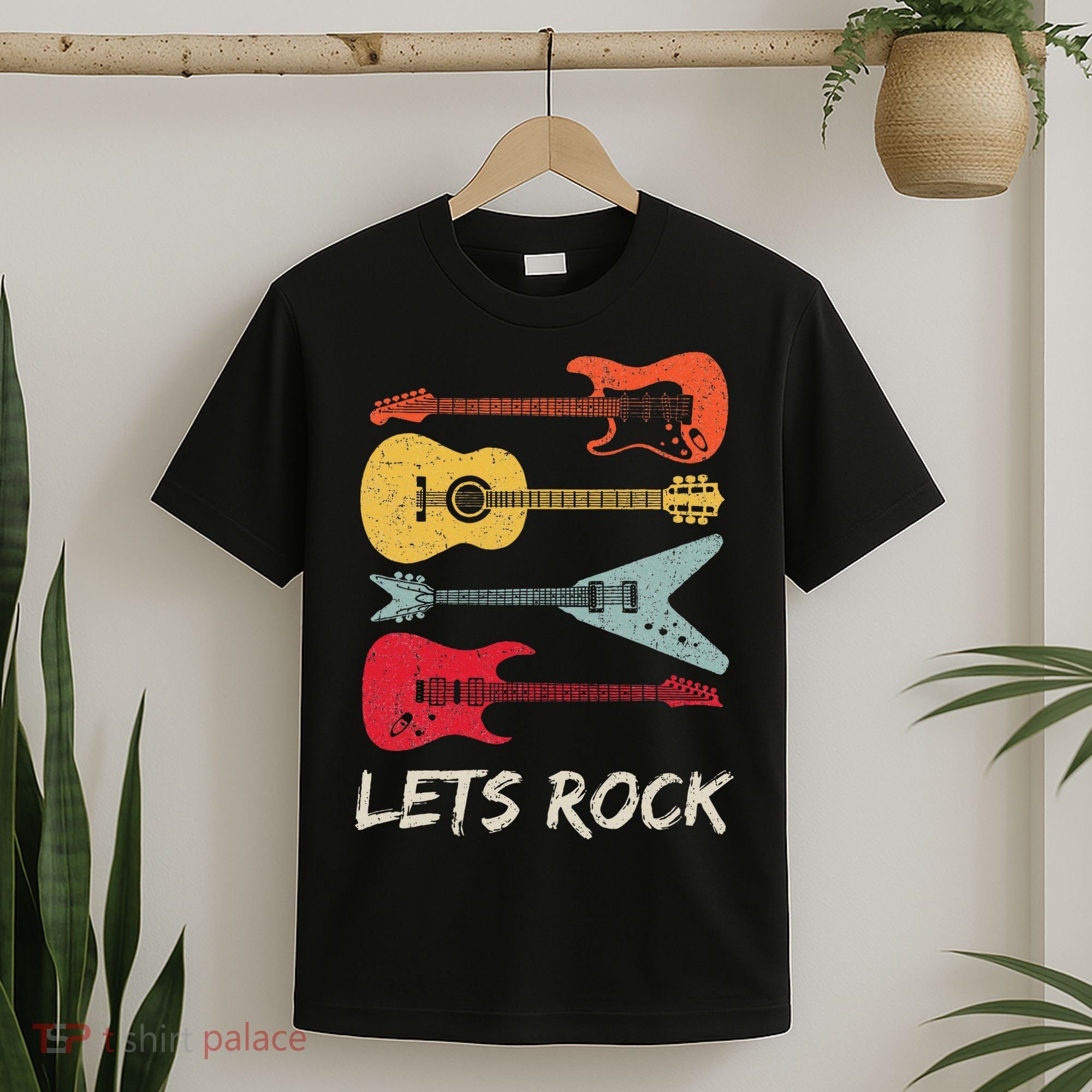 Lets Rock N Roll Guitar Retro T-Shirt