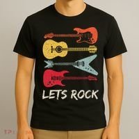 Lets Rock N Roll Guitar Retro T-Shirt thumb 3