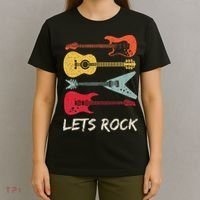 Lets Rock N Roll Guitar Retro T-Shirt thumb 4