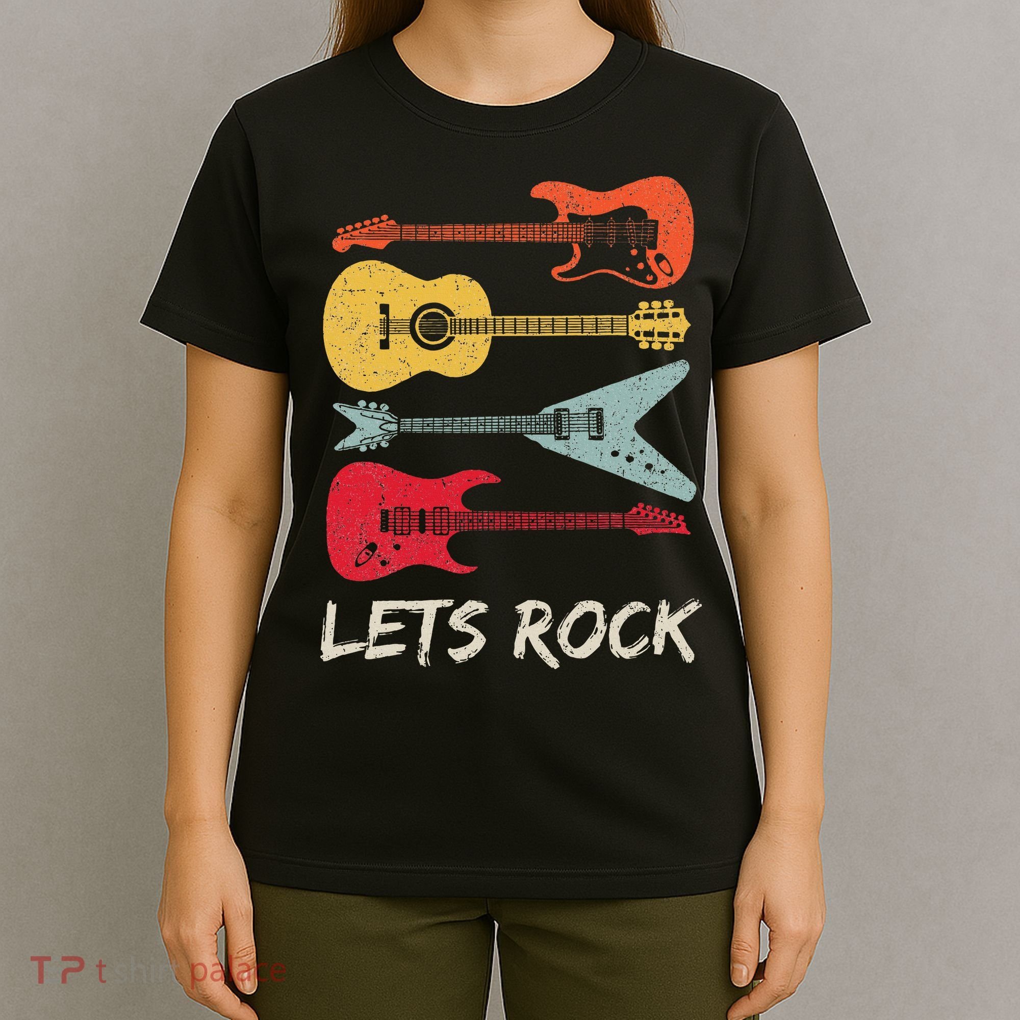 Lets Rock N Roll Guitar Retro T-Shirt