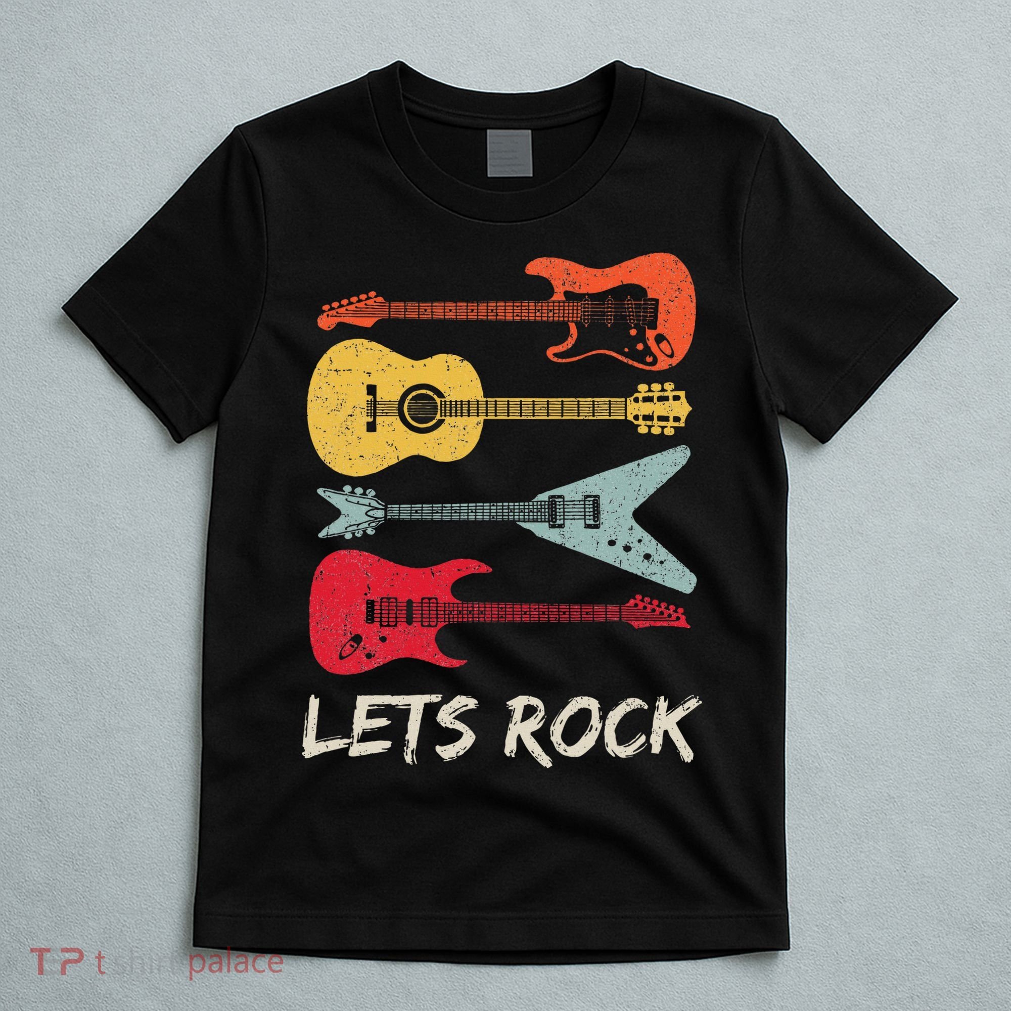 Lets Rock N Roll Guitar Retro T-Shirt