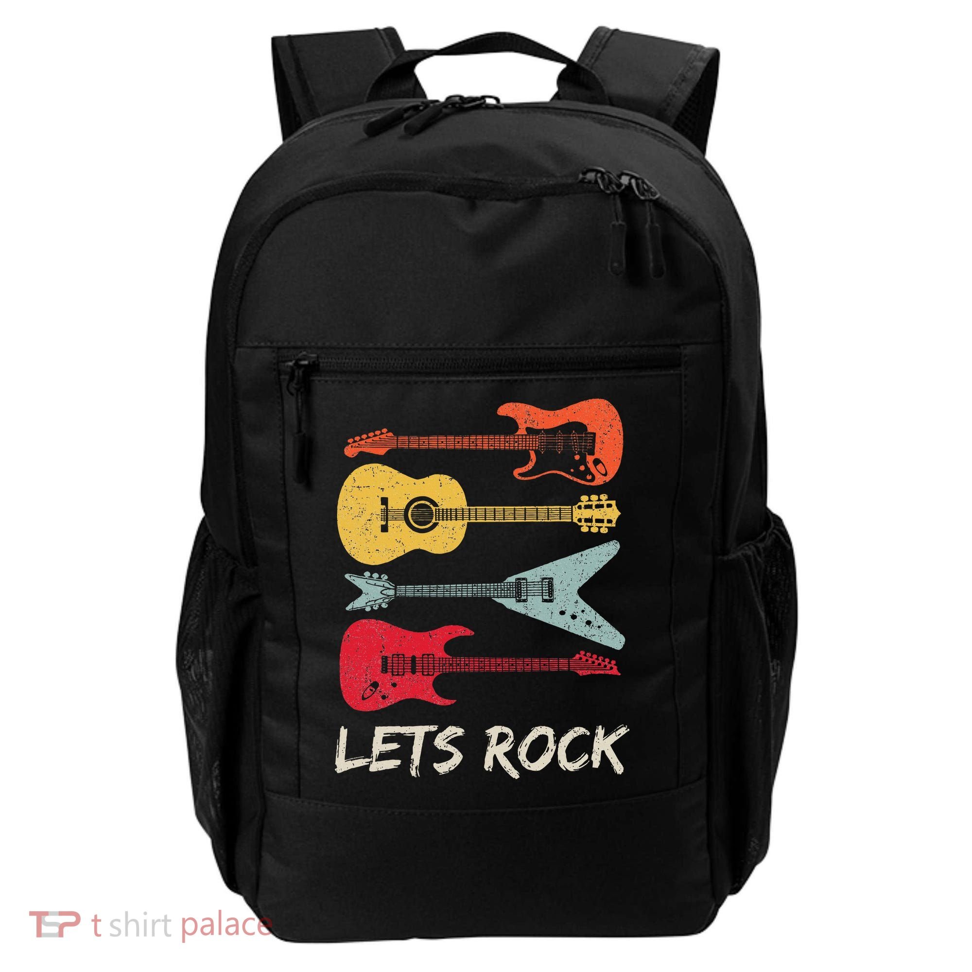 Lets Rock N Roll Guitar Retro Backpack
