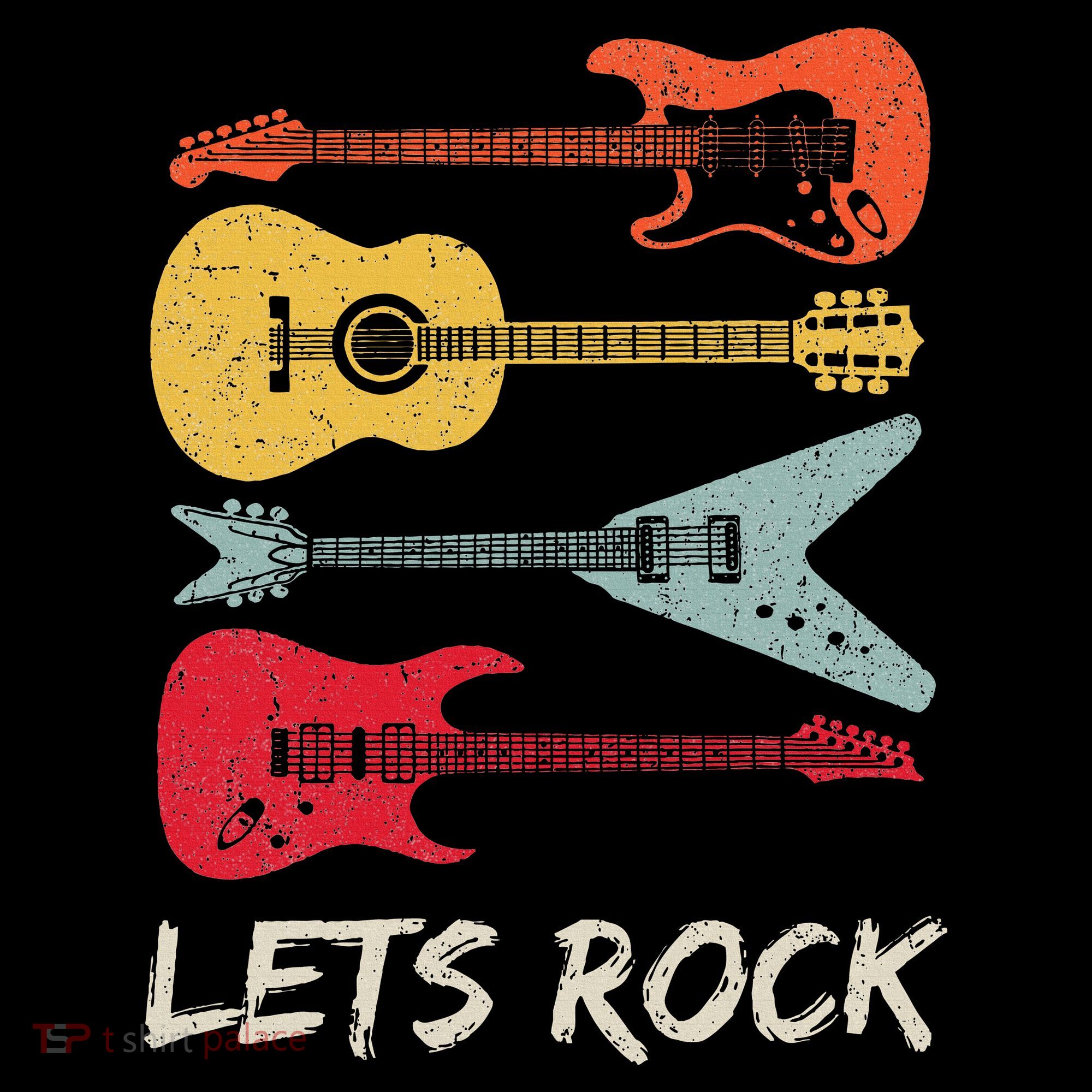 Lets Rock N Roll Guitar Retro Women's Hoodie
