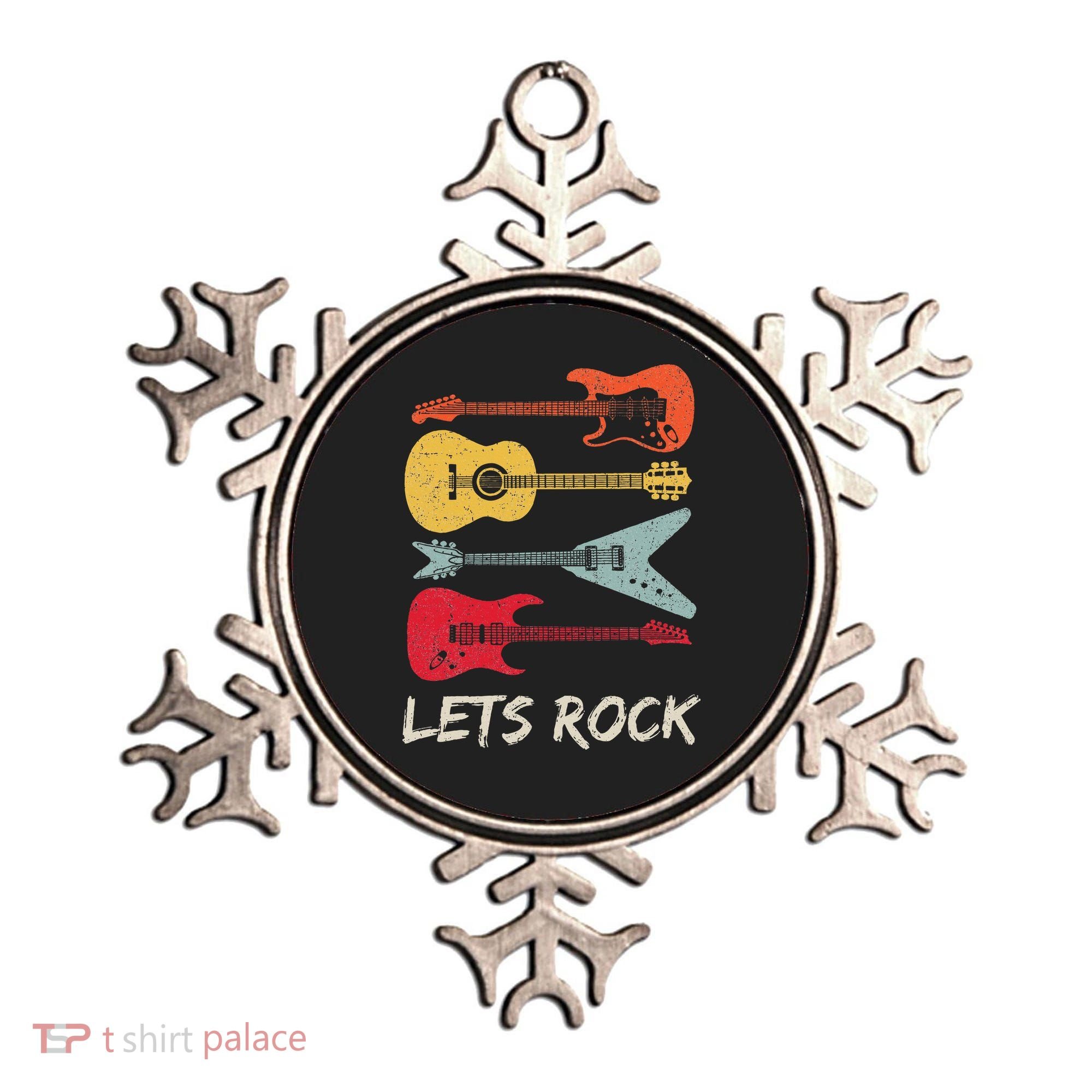 Lets Rock N Roll Guitar Retro Ornament