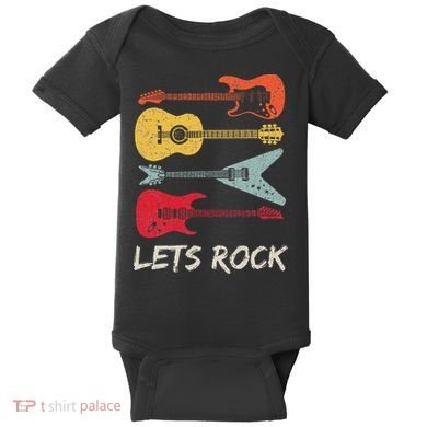 Lets Rock N Roll Guitar Retro Baby Bodysuit