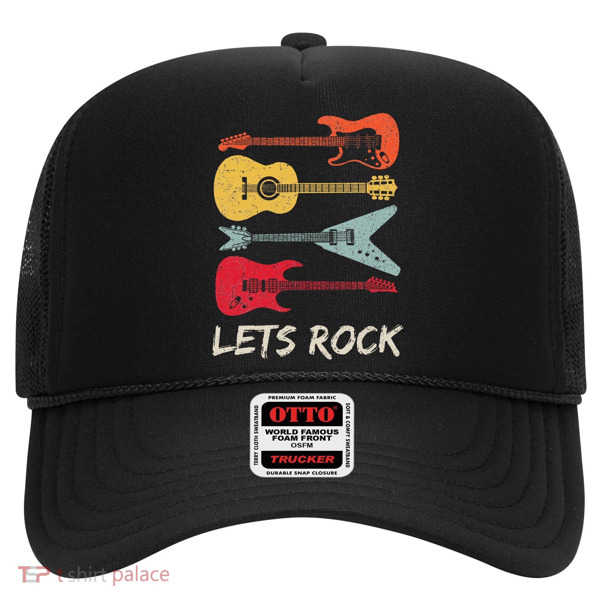 Lets Rock N Roll Guitar Retro Hat