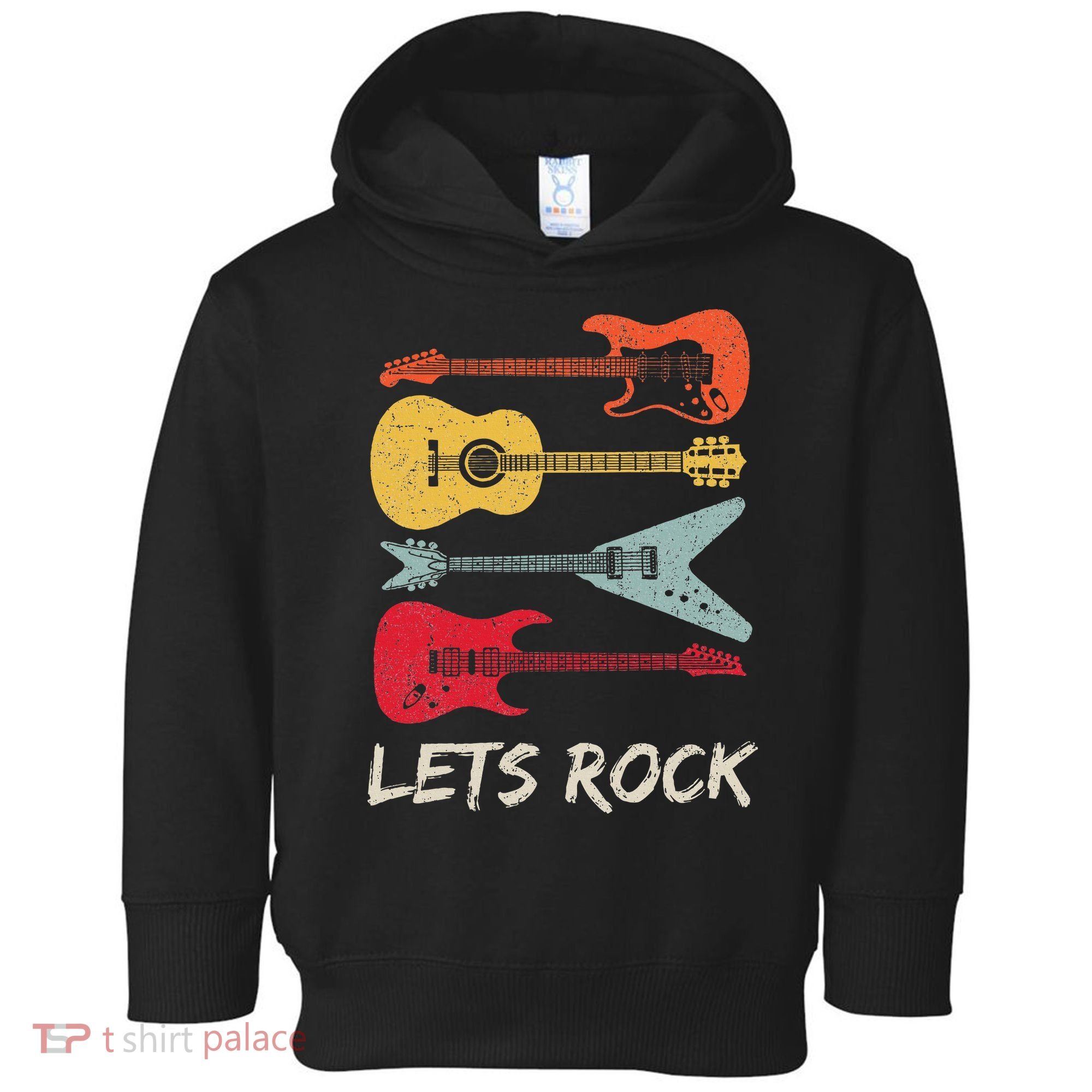 Lets Rock N Roll Guitar Retro Toddler Hoodie