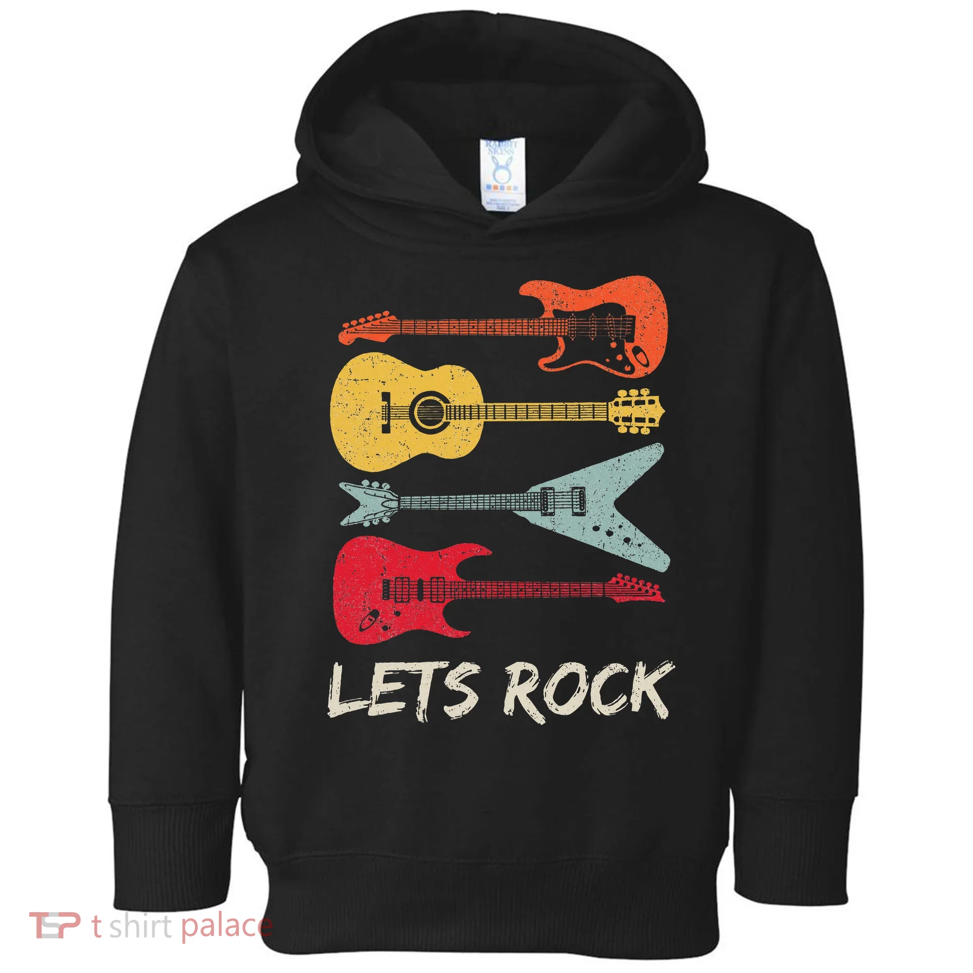 Lets Rock N Roll Guitar Retro Toddler Hoodie