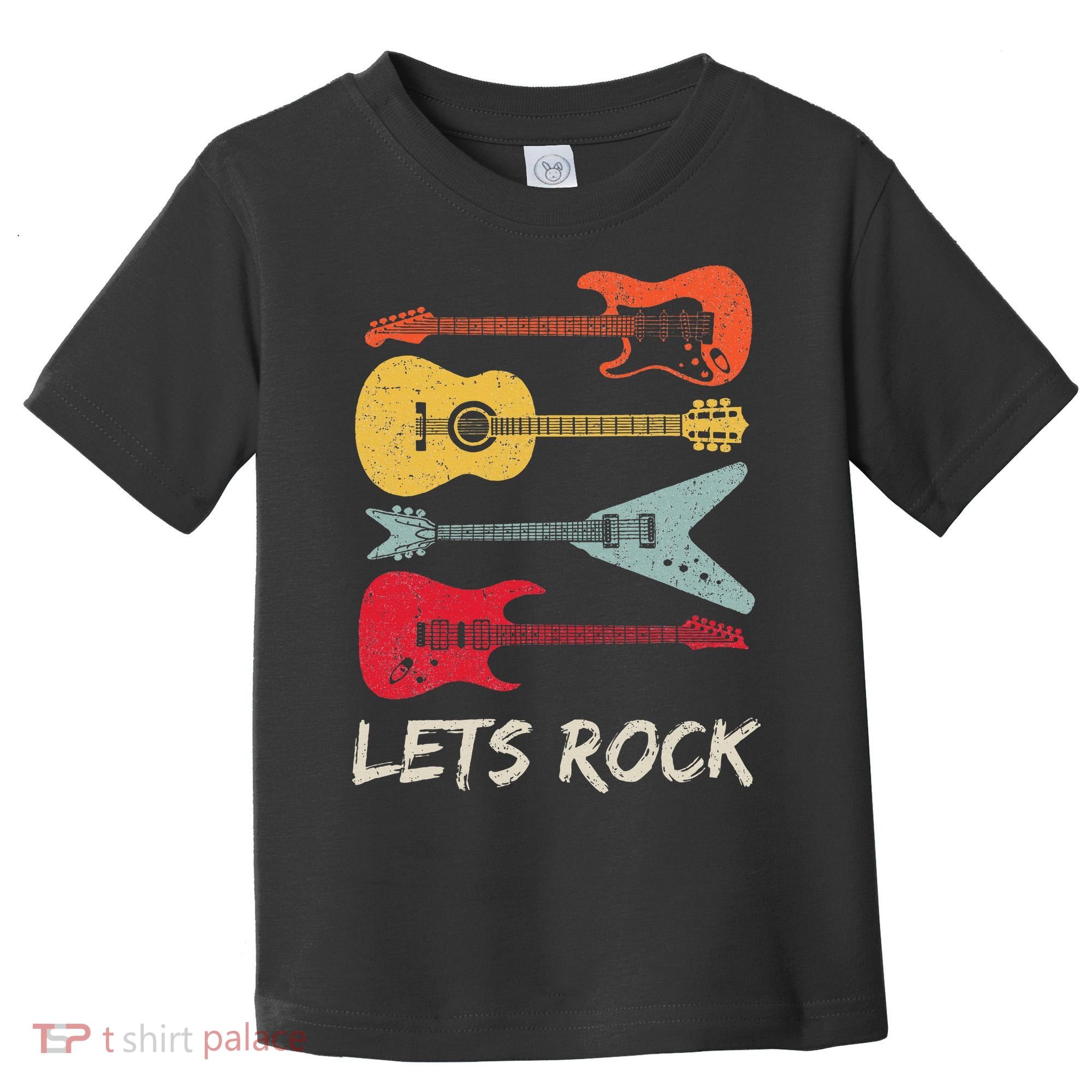 Lets Rock N Roll Guitar Retro Toddler T-Shirt