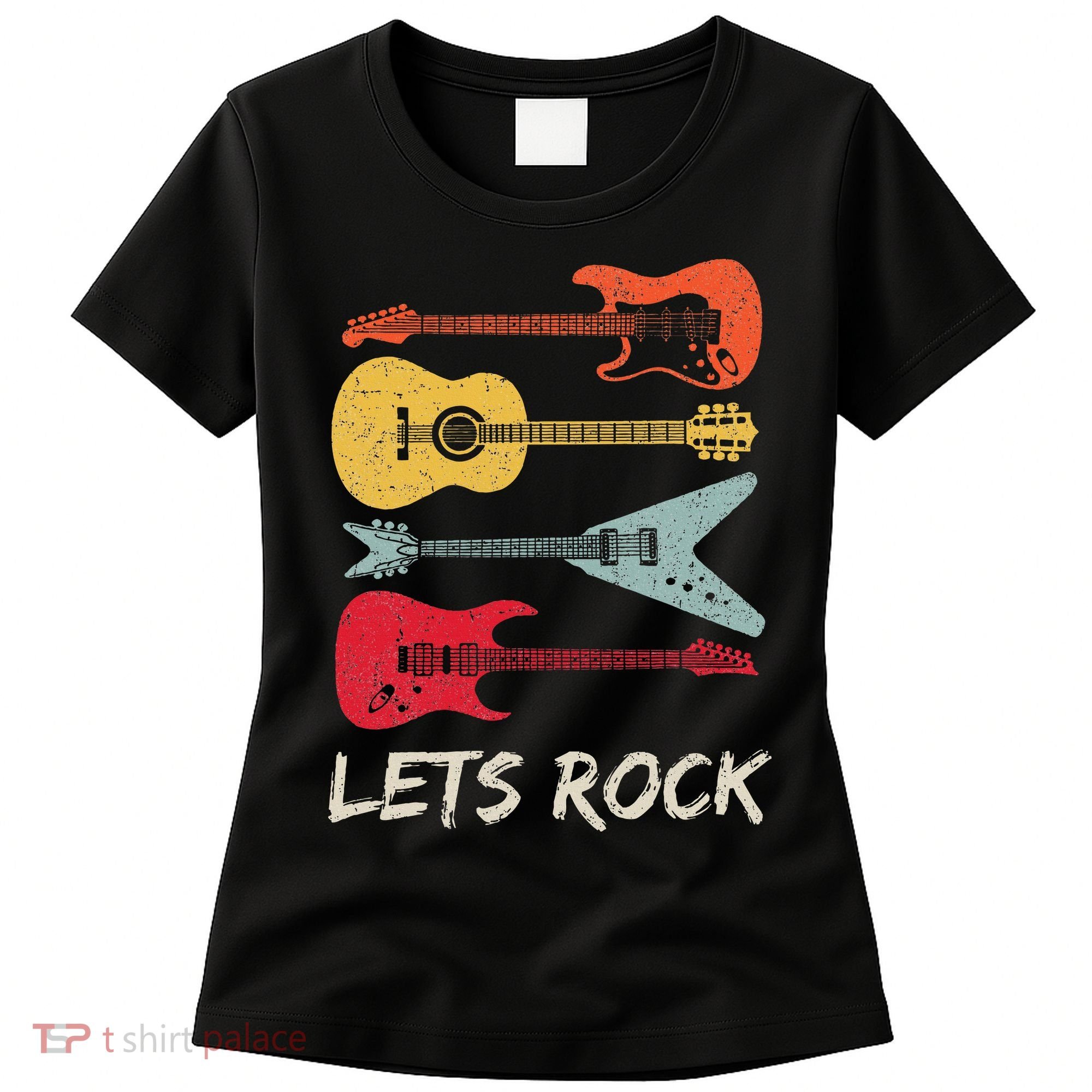 Lets Rock N Roll Guitar Retro Women's T-Shirt