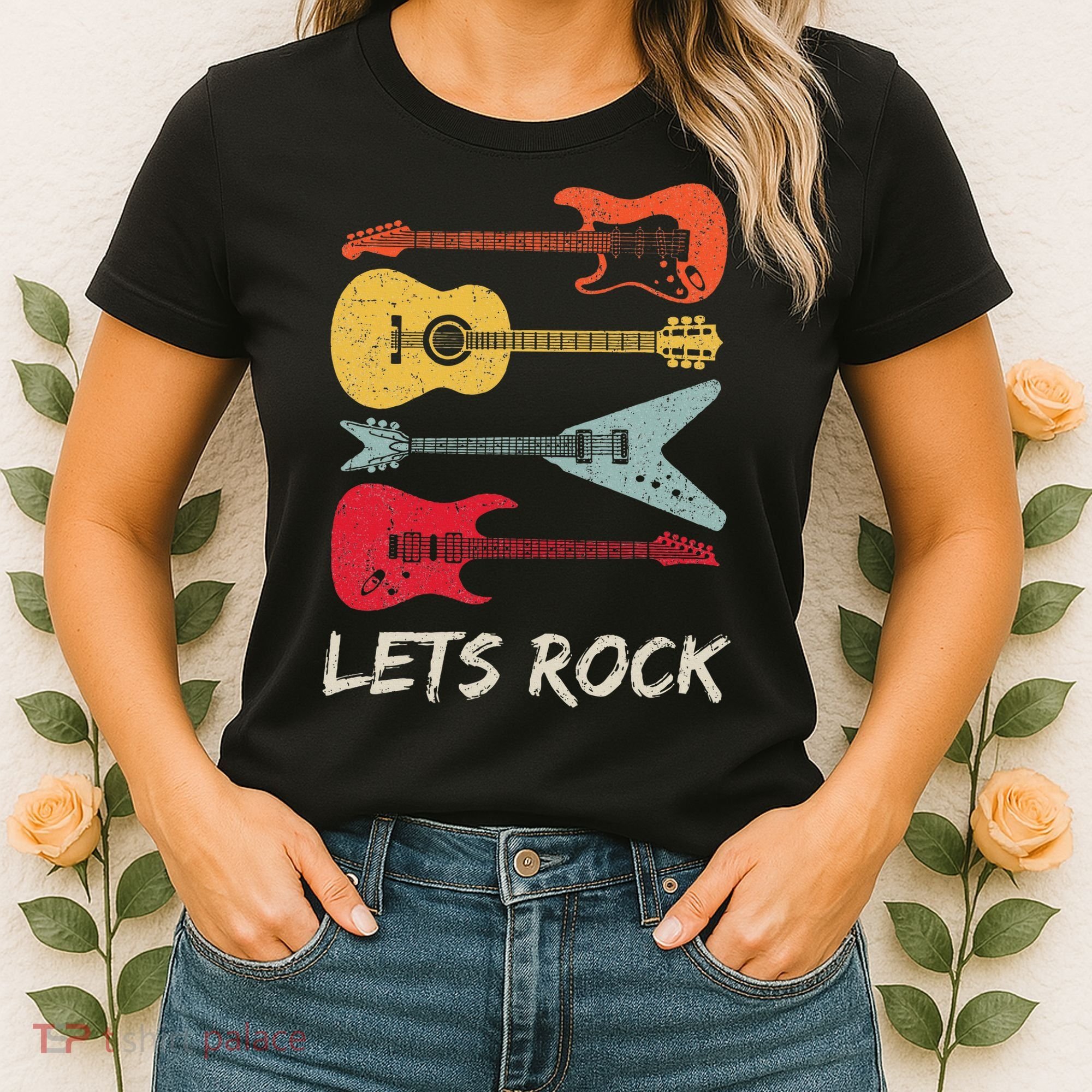 Lets Rock N Roll Guitar Retro Women's T-Shirt