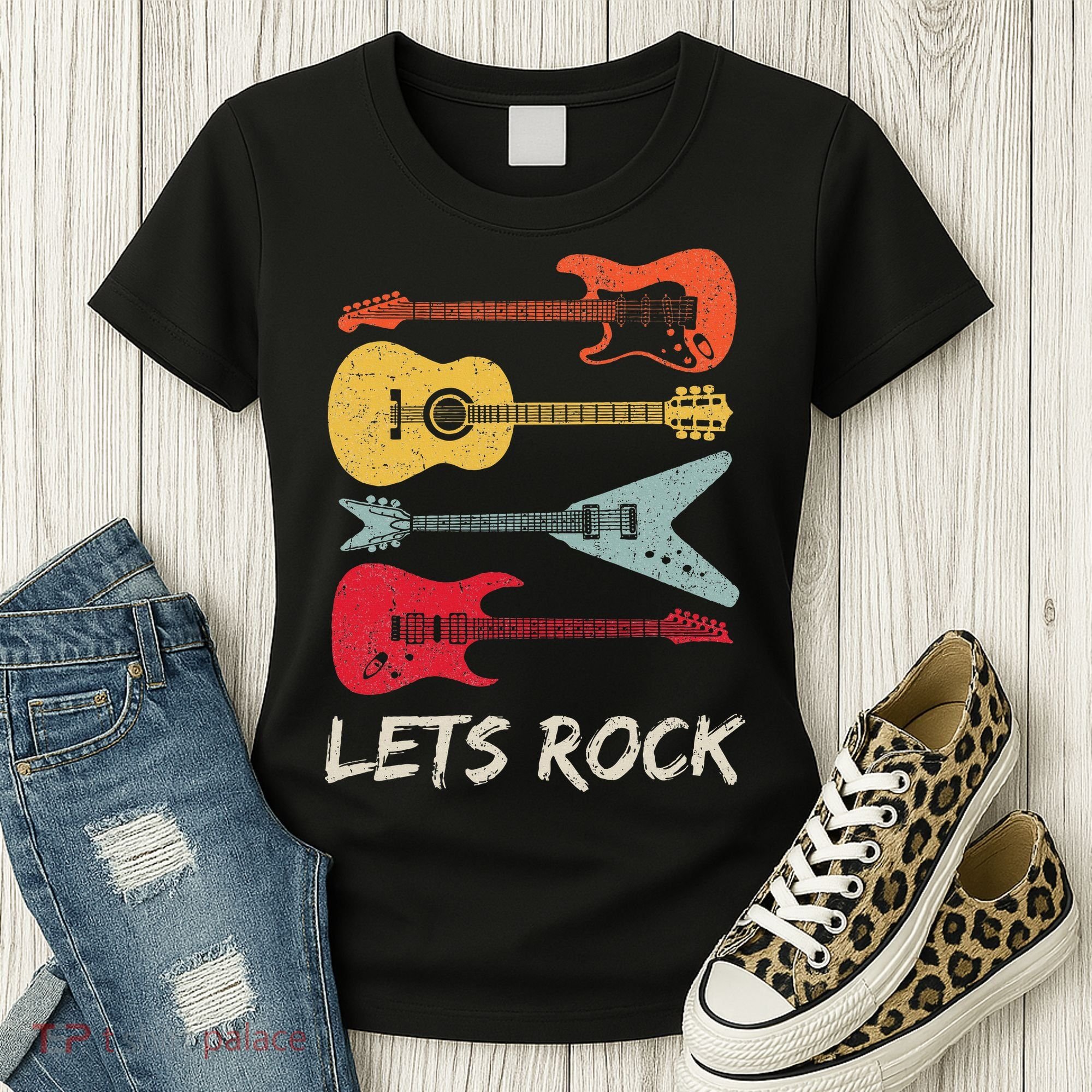 Lets Rock N Roll Guitar Retro Women's T-Shirt