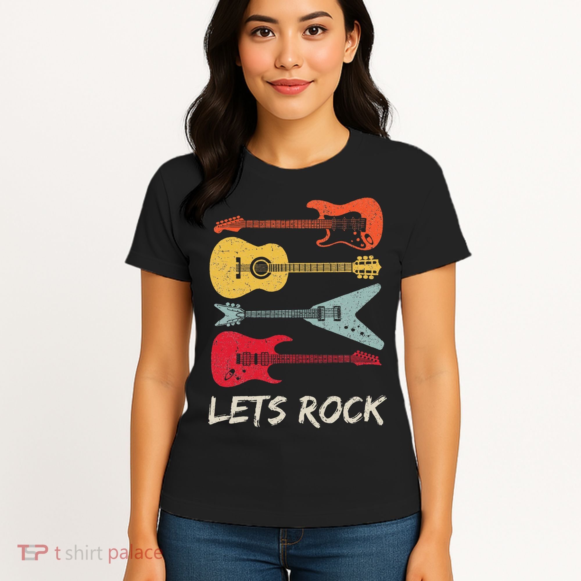 Lets Rock N Roll Guitar Retro Women's T-Shirt