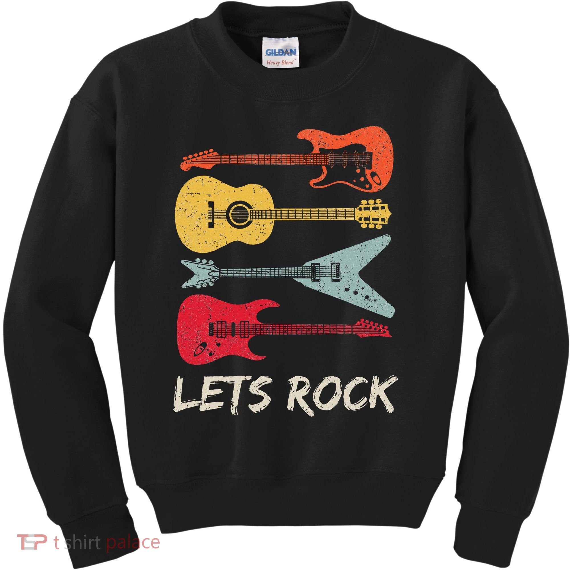 Lets Rock N Roll Guitar Retro Kids Sweatshirt